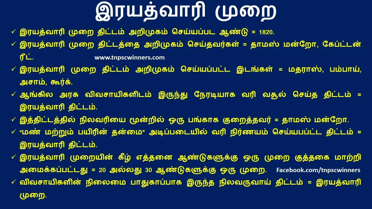 இரயத்வாரி முறை திட்டம்