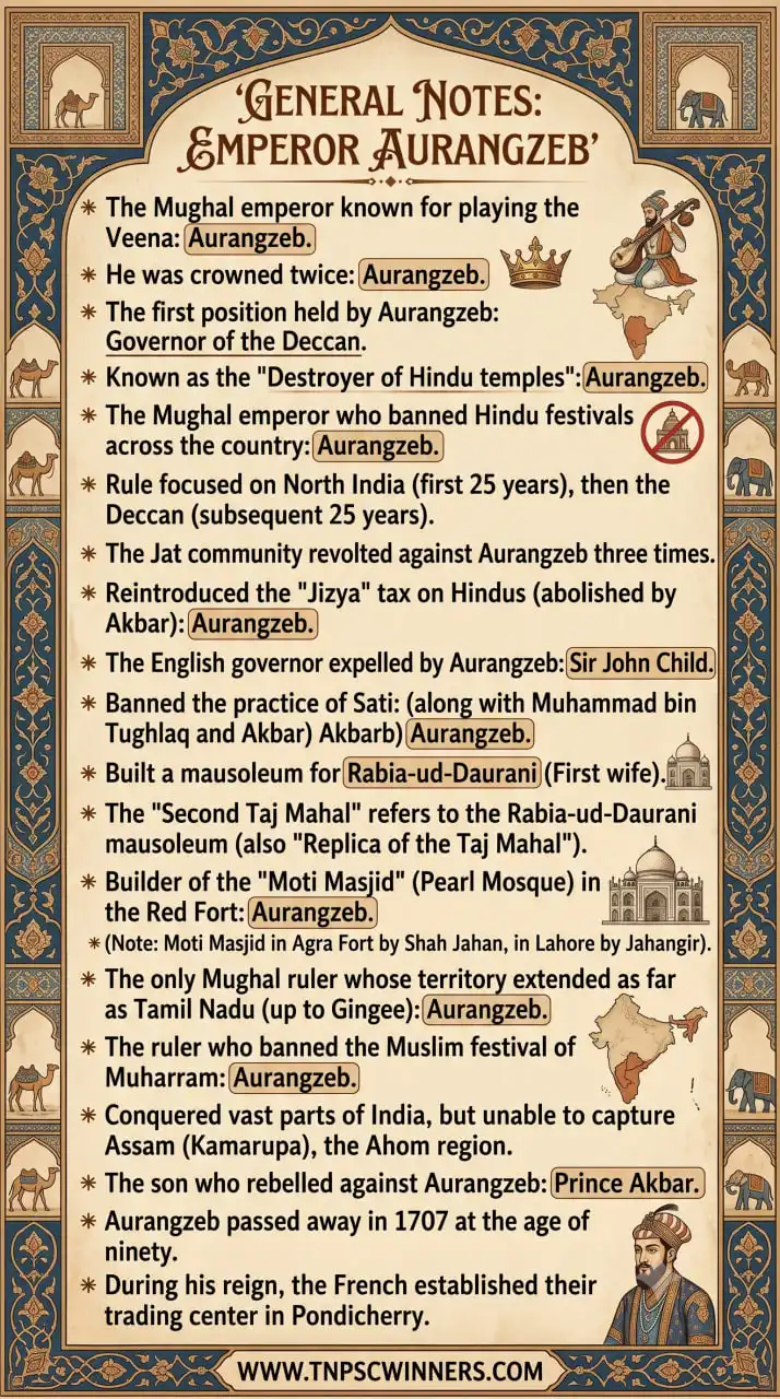 Aurangzeb – Biography, Policies & Important Facts 4 General Information about Aurangazeb