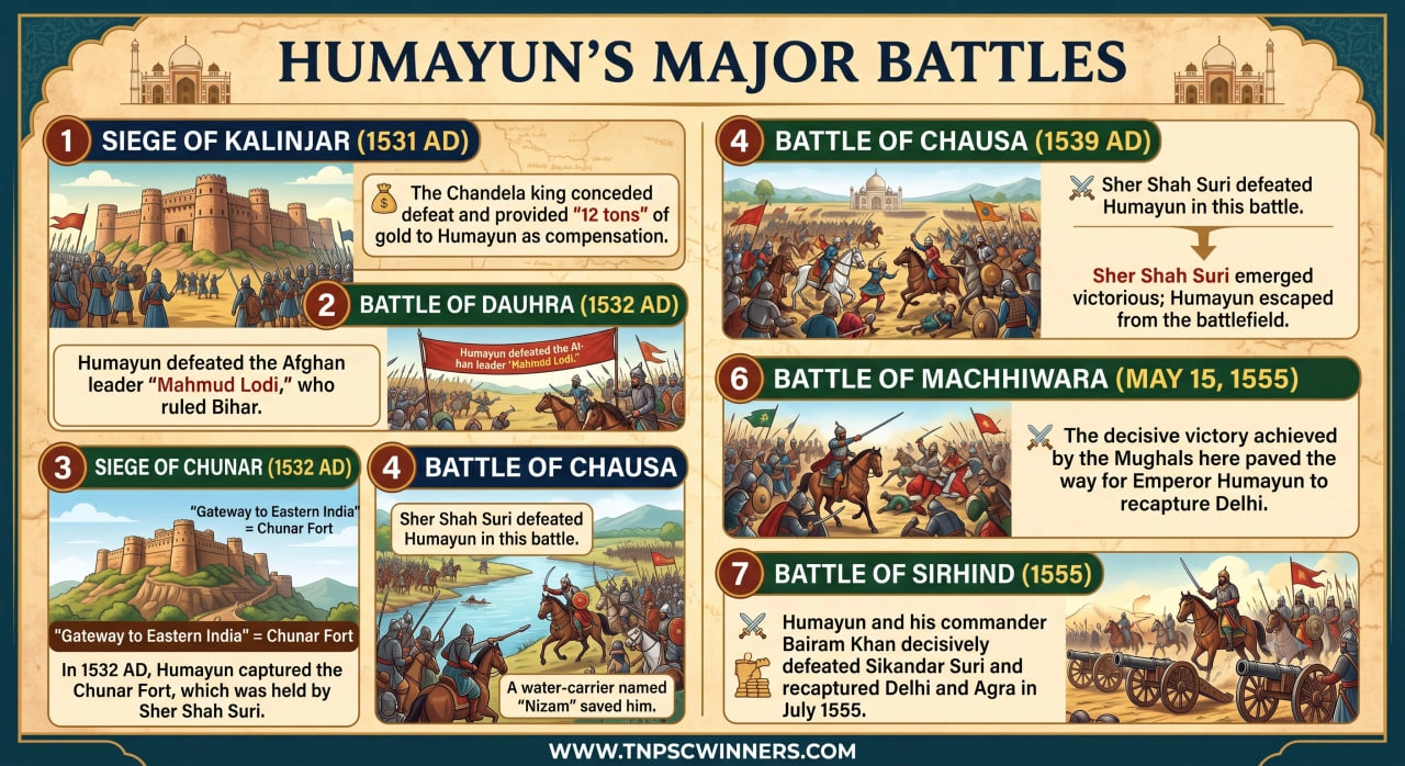 Humayun: Mughal Empire History & Key Facts 2 HUMAYUN'S MAJOR BATTLES
