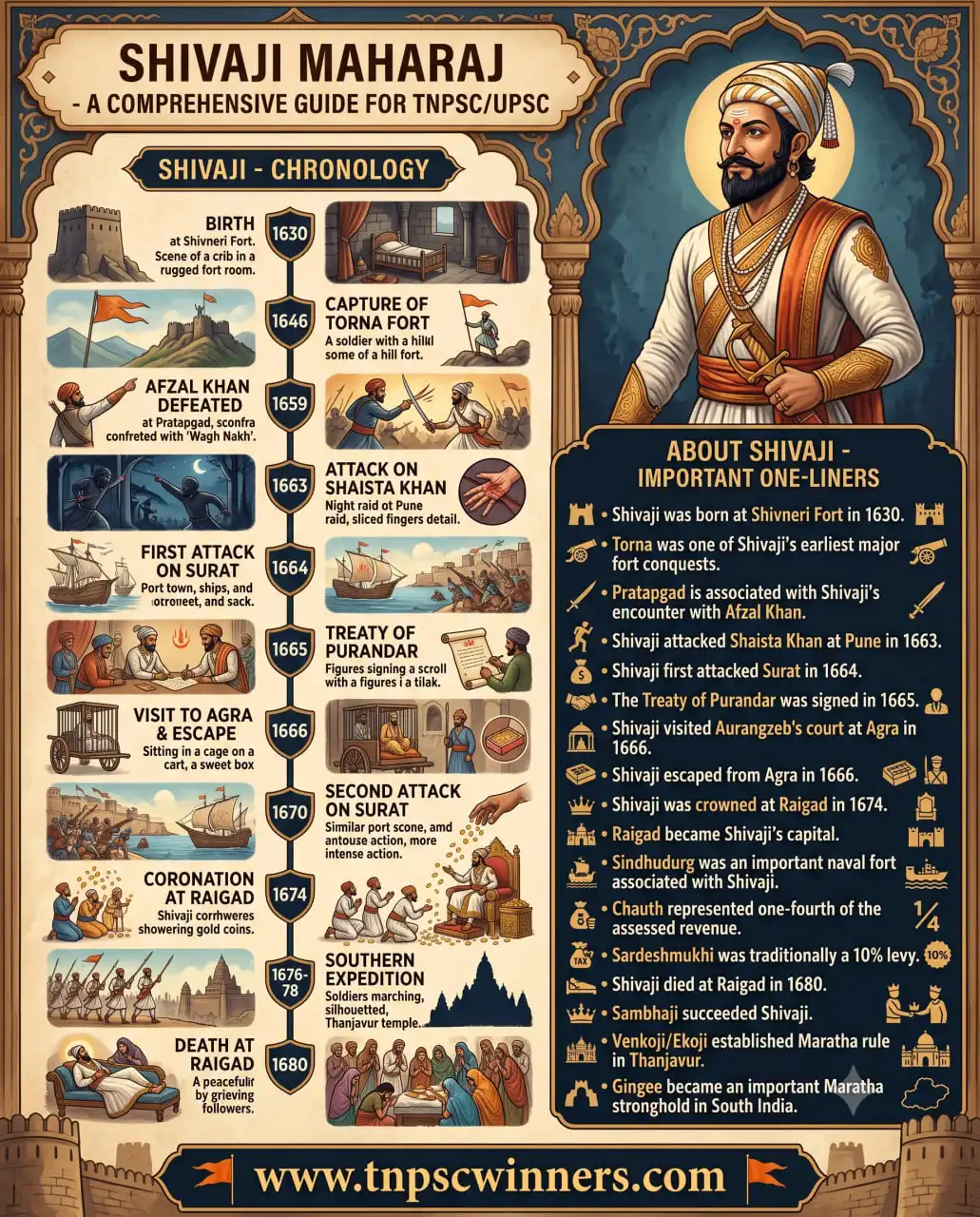 Shivaji Important One Liner
