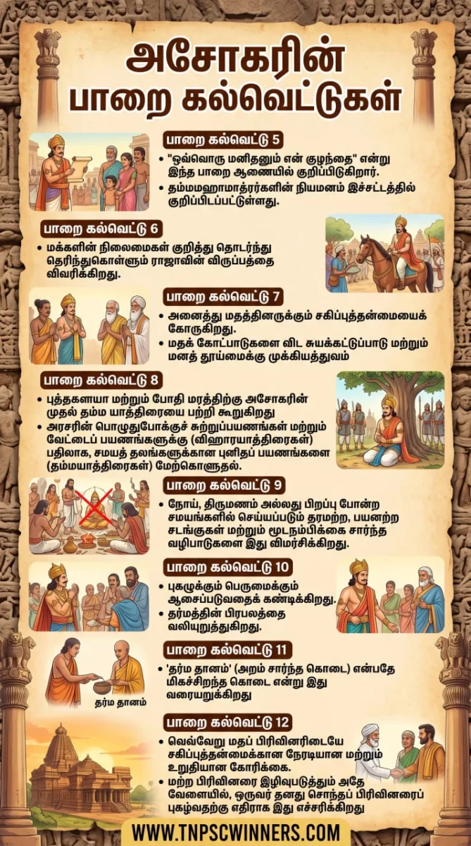 அசோகரின் 14 முக்கியப் பாறைக் கல்வெட்டுகள் 2 அசோகரின் பாறை கல்வெட்டுகள் 5-12