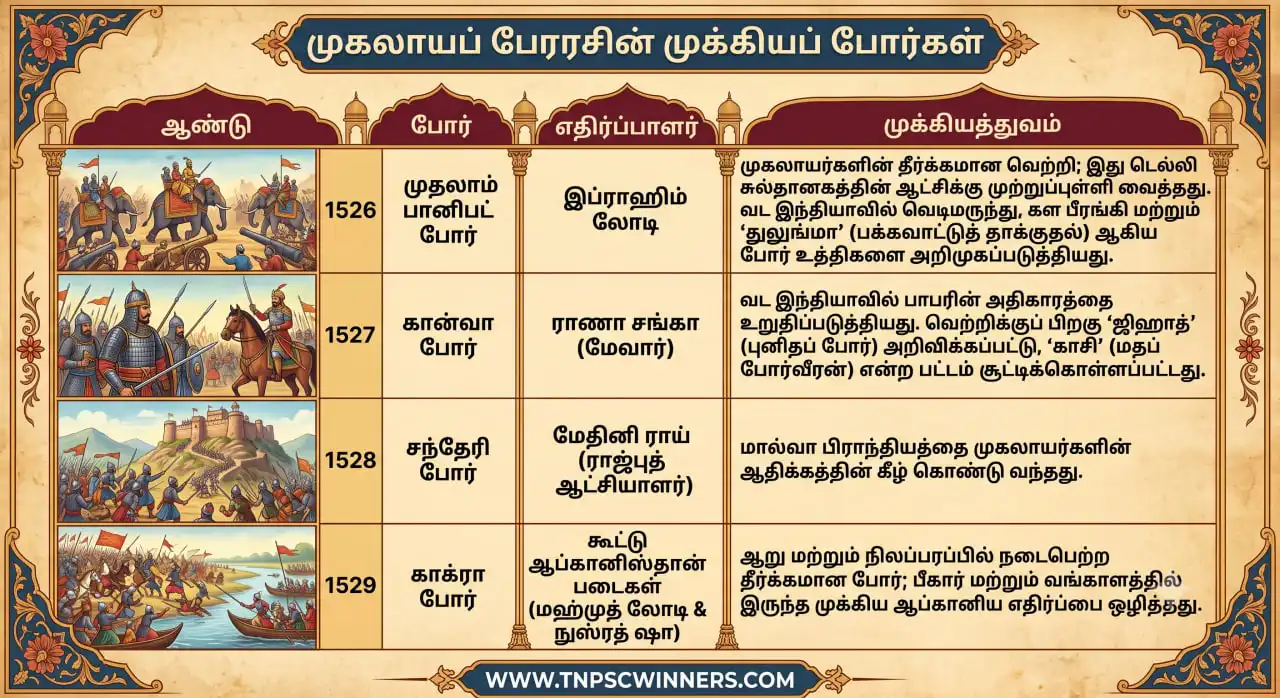 முதல் முகலாயப் பேரரசர் பாபர் 2 பாபரின் முக்கிய போர்கள்