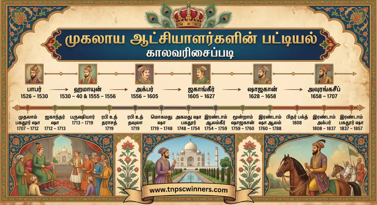 முகலாய ஆட்சியாளர்களின் பட்டியல் காலவரிசைப்படி