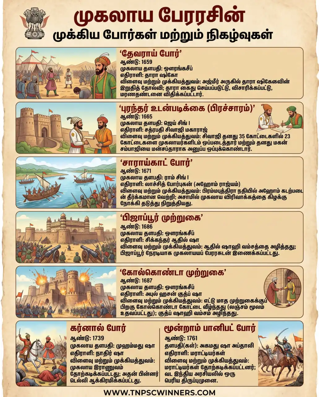 முகலாயக் காலத்தின் முக்கியப் போர்கள் & சண்டைகள் 2 முகலாயக் காலத்தின் முக்கியப் போர்கள் & சண்டைகள்