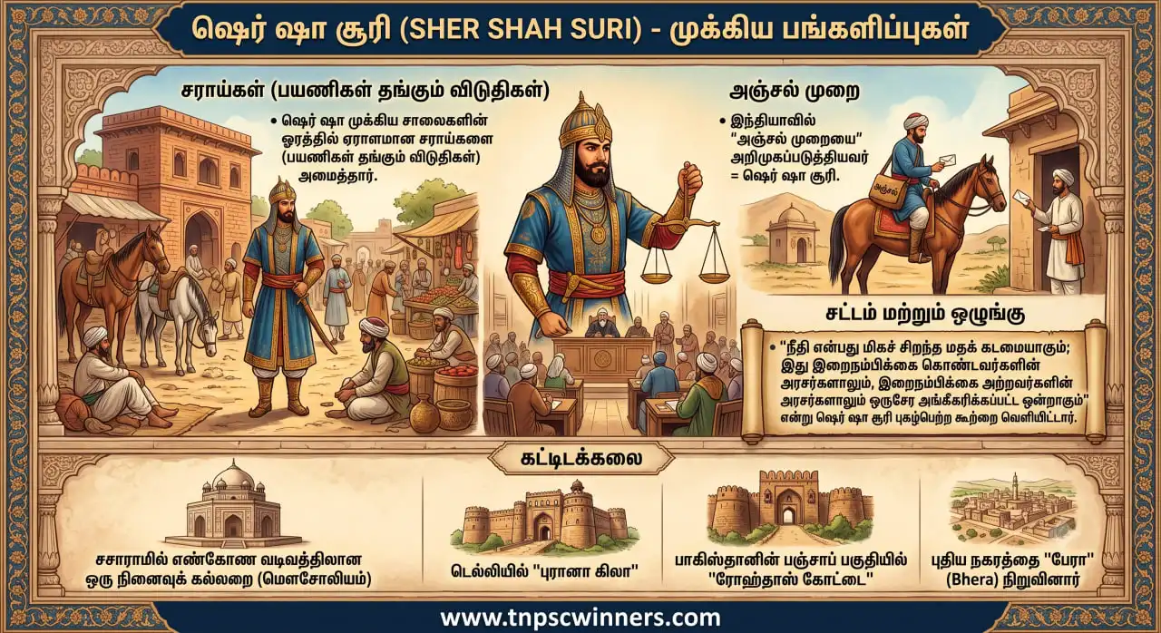 ஷெர்ஷா சூரியின் முக்கிய பங்களிப்புகள்