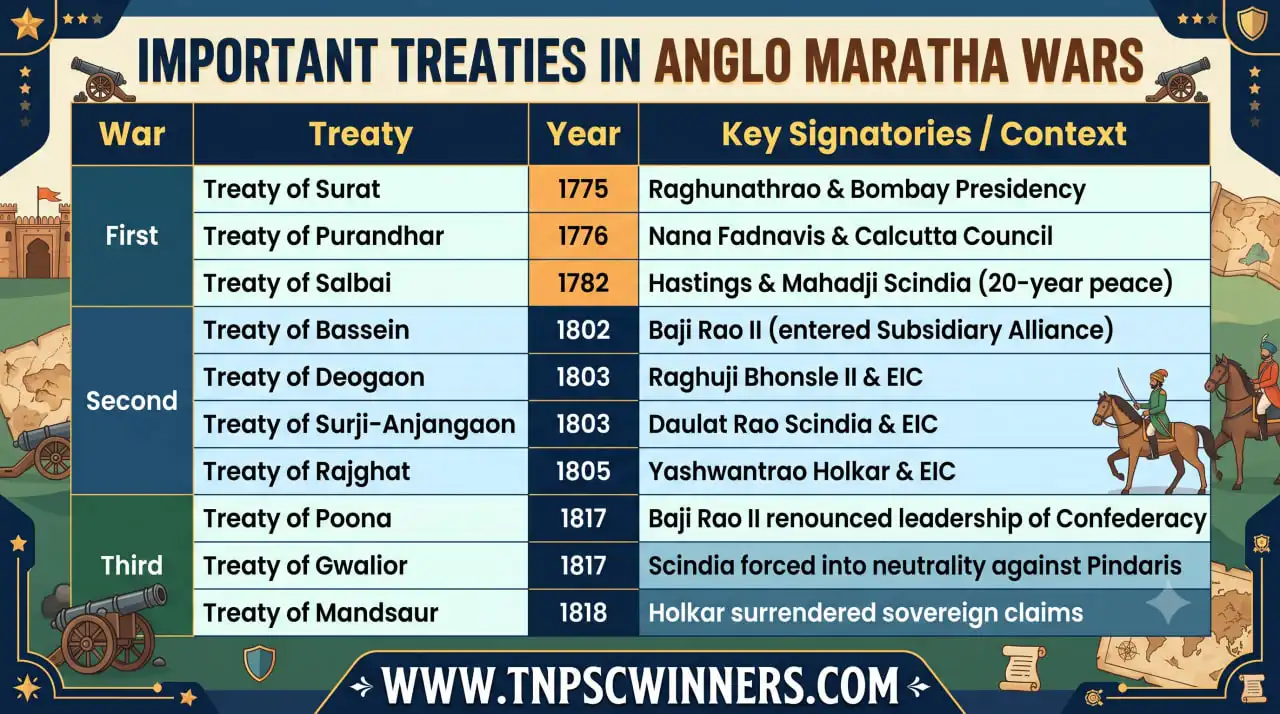 IMPORTANT TREATIES IN ANGLO-MARATHA WARS
