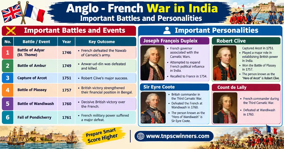 Important Batles in Anglo French Wars in India