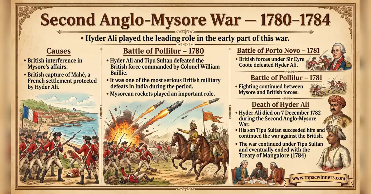Hyder Ali 2 Second Anglo-Mysore War – 1780-1784