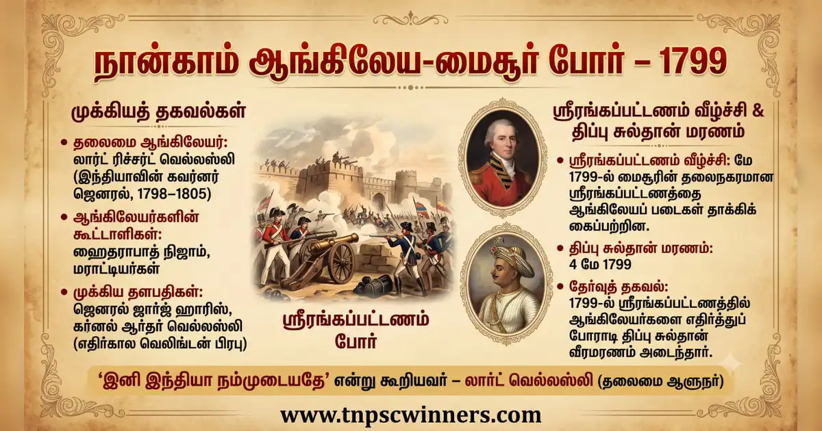 திப்பு சுல்தான் 3 நான்காம் ஆங்கிலேய-மைசூர் போர் – 1799