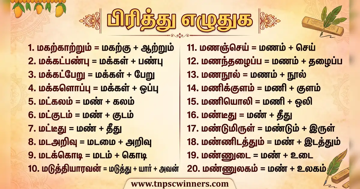 பிரித்து எழுதுக 1 பிரித்து எழுதுக