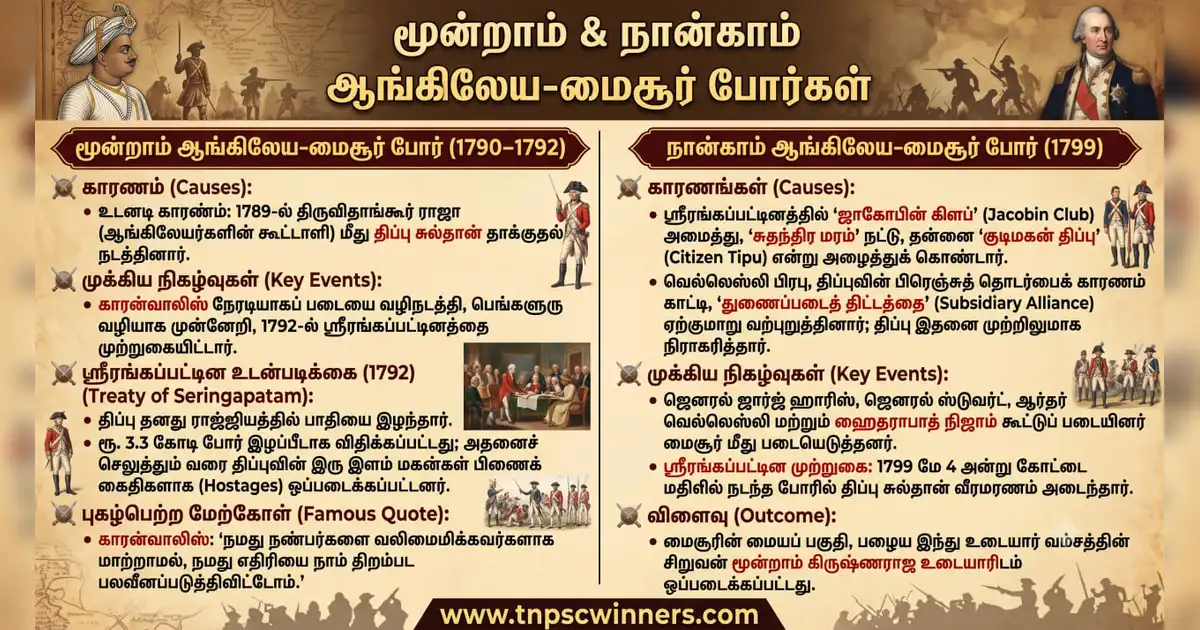 ஆங்கிலேய மைசூர் போர்கள் 3 மூன்றாம் & நான்காம் ஆங்கிலேய மைசூர் போர்
